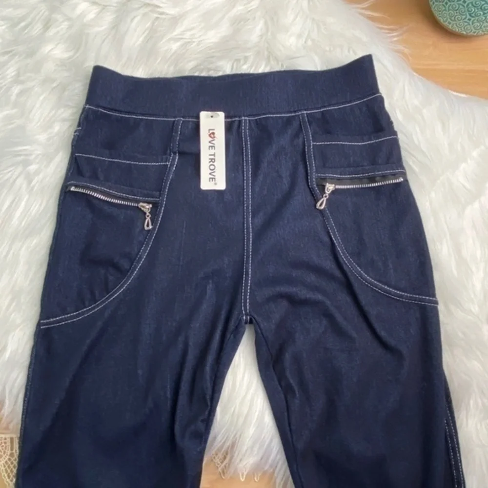 Love Trove Legging Pants Dark Denim Blue Size S